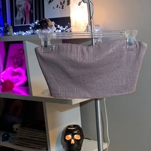 Nude sequin zipper tube top